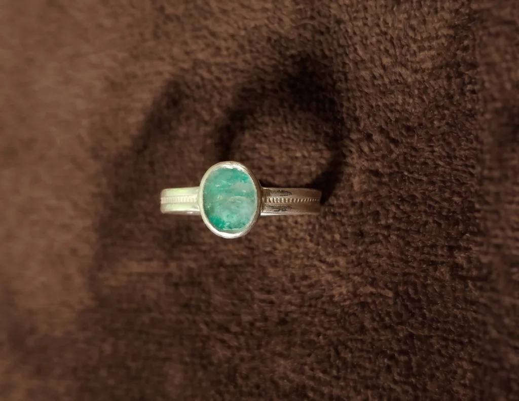 Sterling Silver Oval Green Emerald Gemstone Ring