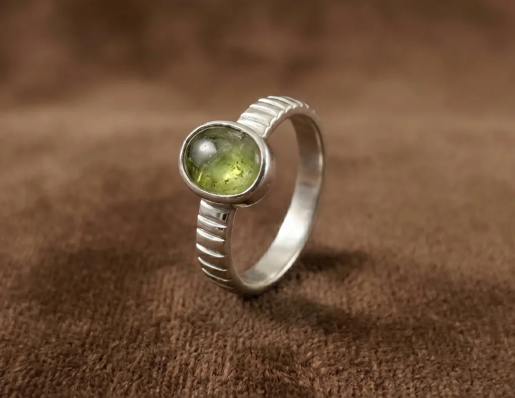 Sterling Silver Green Peridot Cabochon Ring
