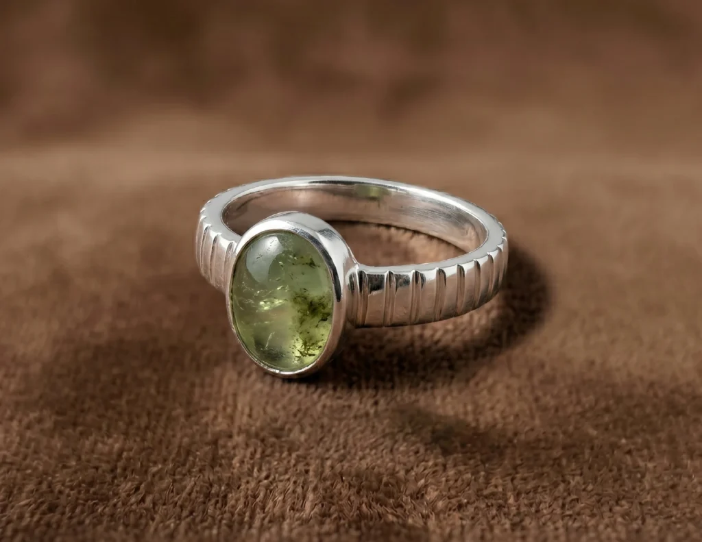 Sterling Silver Green Peridot Cabochon Ring