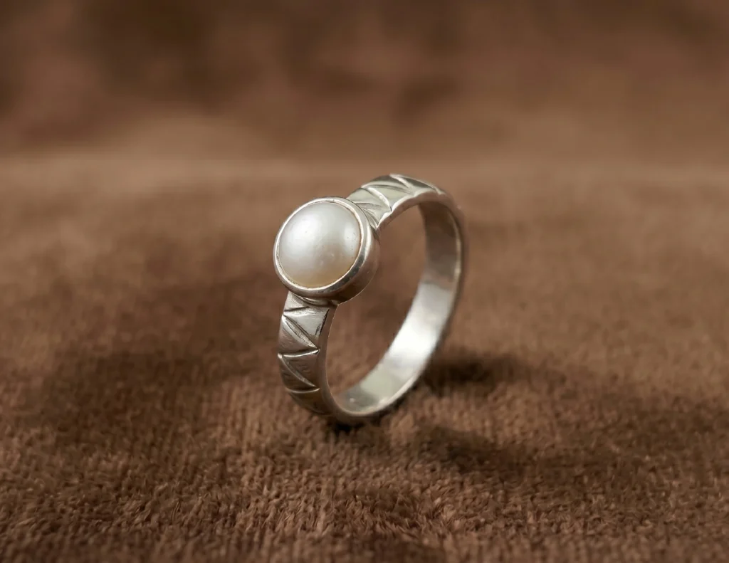 Sterling Silver Pearl Gemstone Ring
