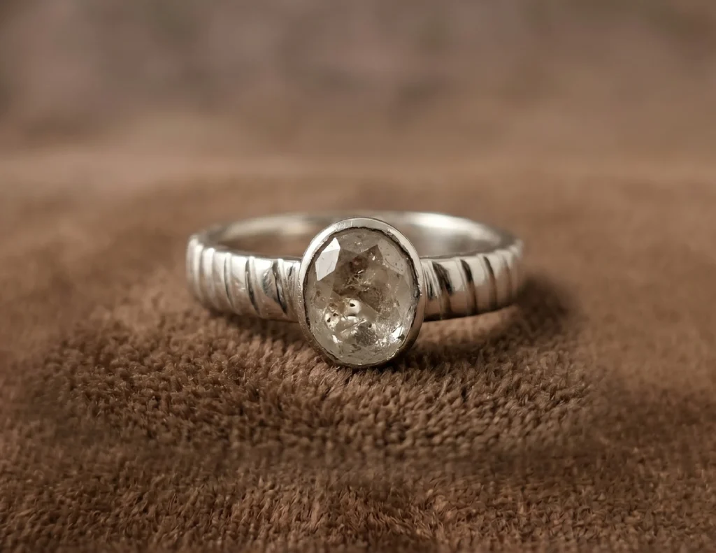 Sterling Silver Clear Faceted Gemstone Ring