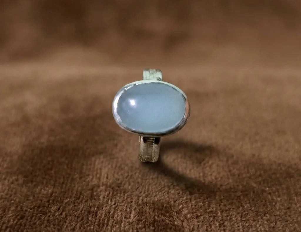 Sterling Silver Blue Chalcedony Cabochon Ring