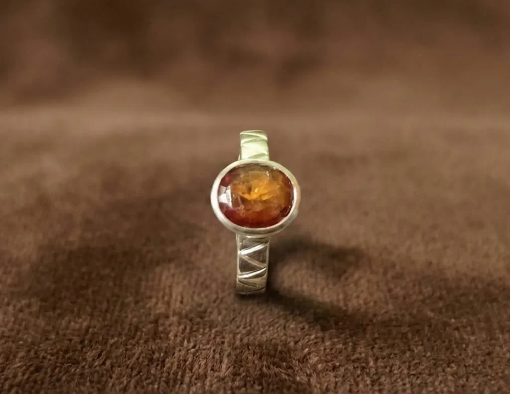 Sterling Silver Oval Amber Gemstone Ring